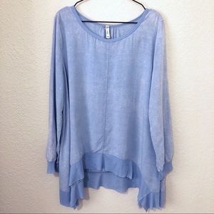 NWOT Lori + Mari Blue Long Sleeve Flowy Top M